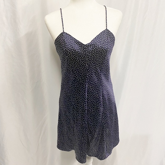 Other - Navy Blue & White Polka Dot Silk Slip